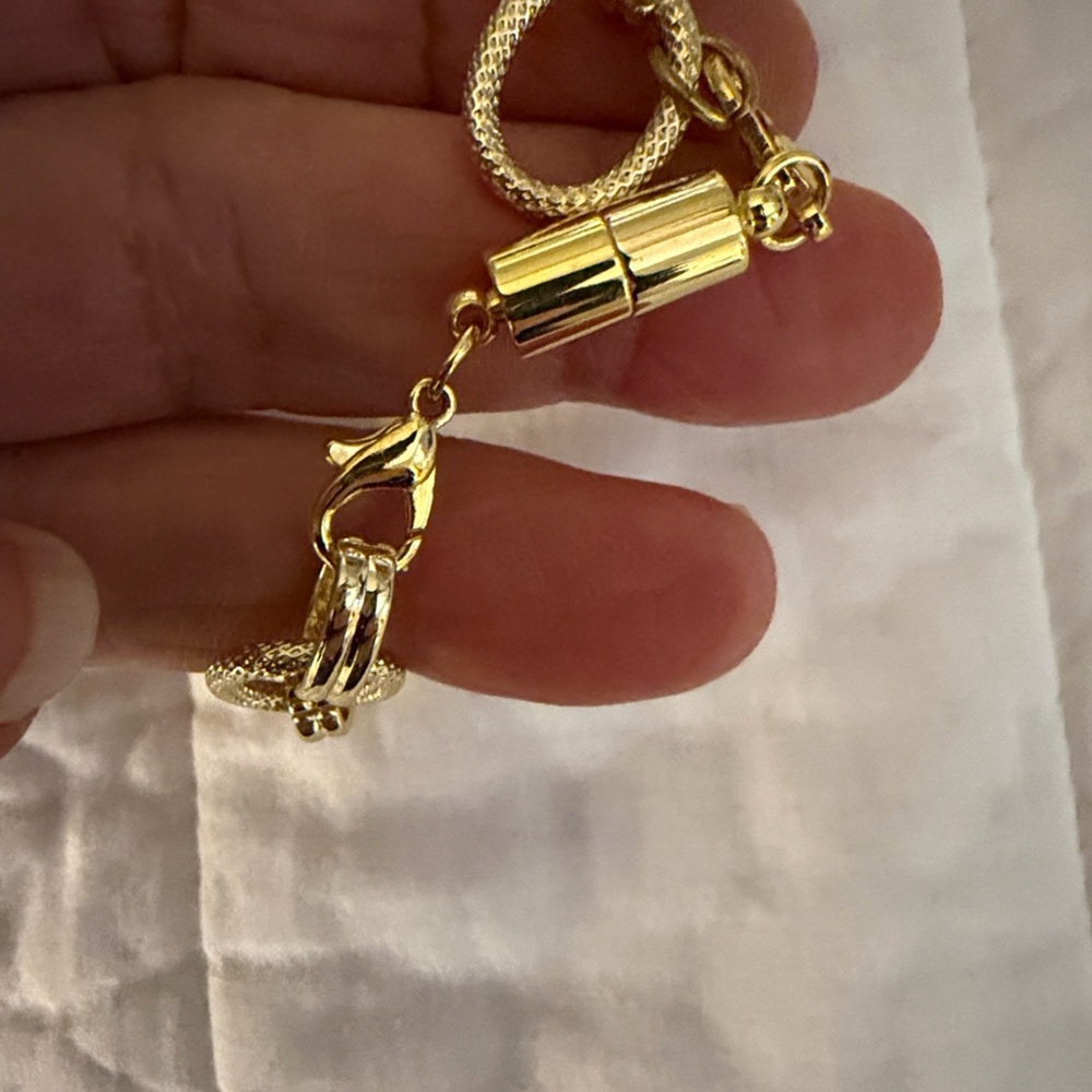 Gold and Silver chunky Heart Pendant Necklace - Picture 7 of 8